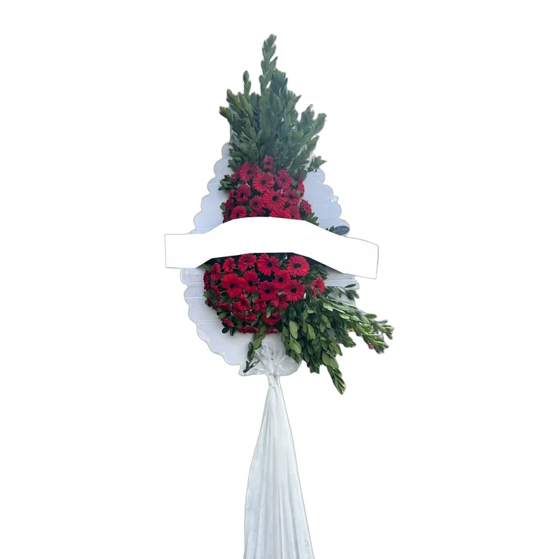 Kırmızı Gerbera Çelenk Tek Katlı